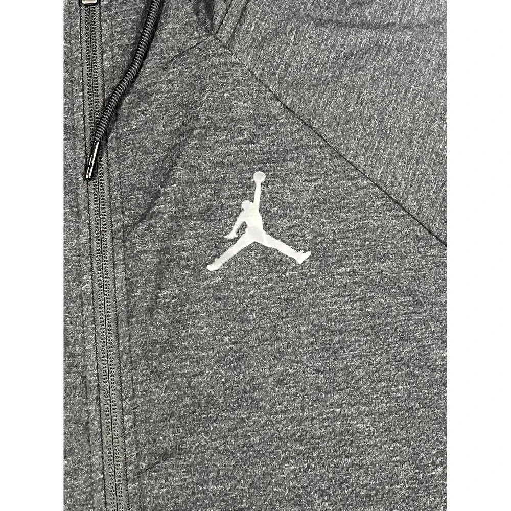 Jordan Dri Fit Hoodie Mens XL Charcoal Gray Full Zip Jumpman Logo Raglan Sleeve